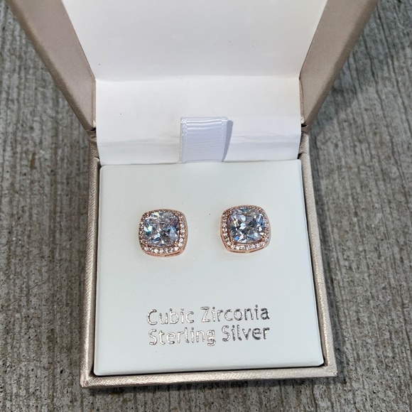 Rose Gold and Sterling Silver Stud Earrings - Picture 3 of 7